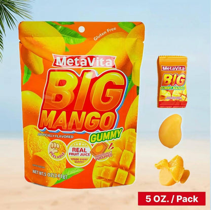 MetaVita Peelable Mango Gummy - 40 Large Pieces, Juicy & Chewy, Real Mango Taste, Resealable Pack - Perfect for Kids & Adults, Holiday Gift, Party Favor, Snacking Pick, Novelty Foreign Candy
