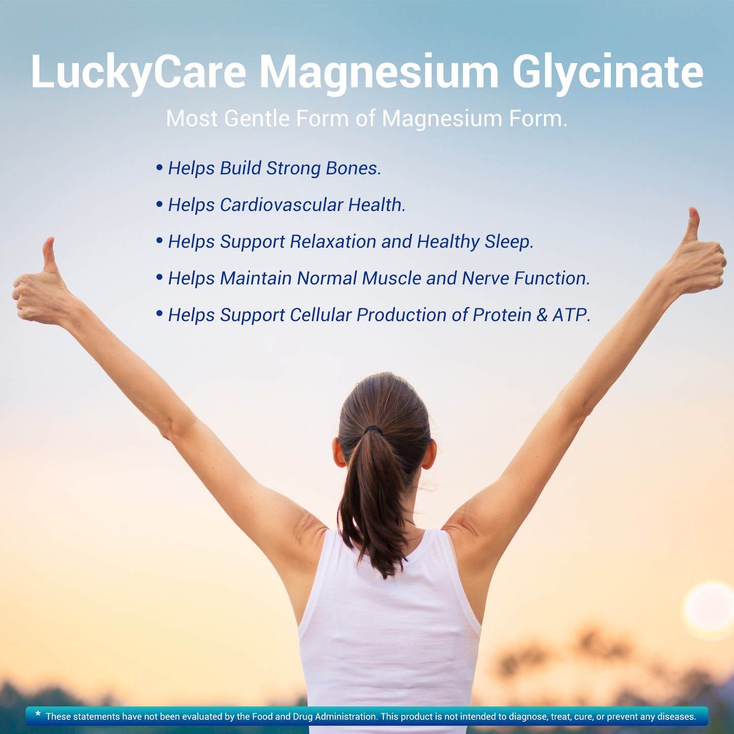 Luckycare Magnesium Glycinate 500mg, 240 Capsules for Sleep, Stress, Relaxation, Nerve, Muscle, Bone, Heart Health Supplement - Edible