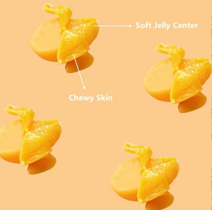 MetaVita Peelable Mango Gummy - 40 Large Pieces, Juicy & Chewy, Real Mango Taste, Resealable Pack - Perfect for Kids & Adults, Holiday Gift, Party Favor, Snacking Pick, Novelty Foreign Candy